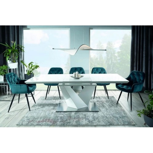 Стіл обідній Alaras III Білий / Білий лак 160 (220) X90 Signal