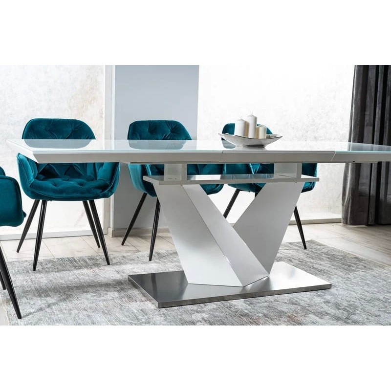 Стіл обідній Alaras III Білий / Білий лак 160 (220) X90 Signal