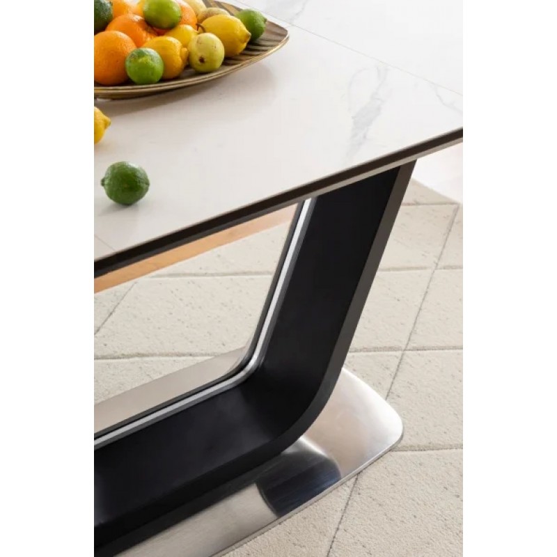 Стіл обідній Armani Ceramic 160(220)х90 Ефект Мармур / Чорний Мат Signal