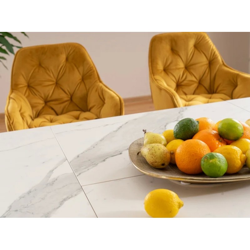 Стіл обідній Armani Ceramic 160(220)х90 Ефект Мармур / Чорний Мат Signal