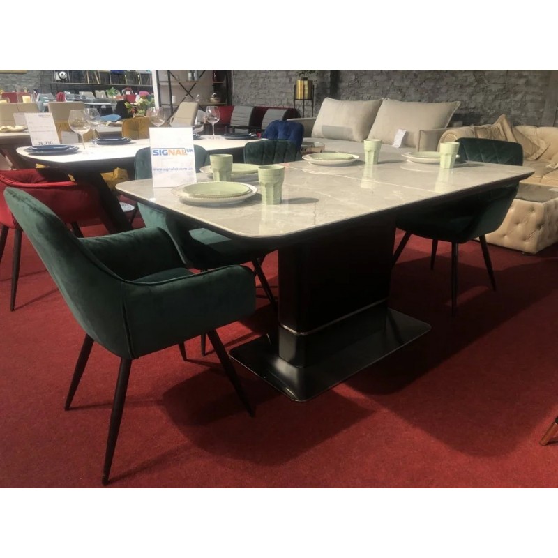 Стіл обідній Pallas Ceramic 160х90 (210) Ефект Мармур / Чорний Мат Signal