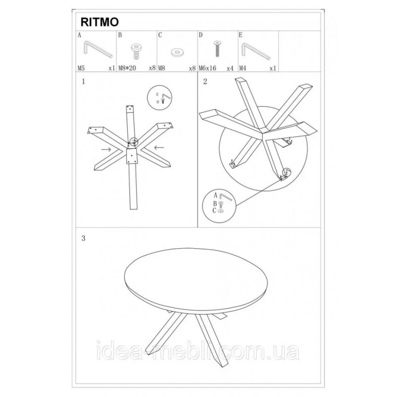 Стіл обідній Ritmo 120х120 Дуб / Чорний Signal