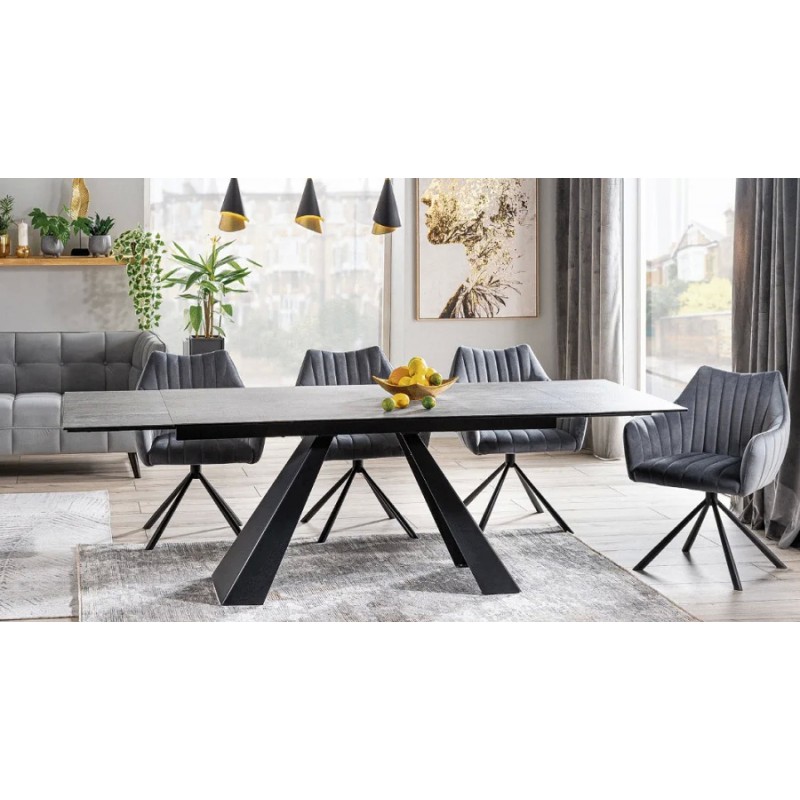 Стіл обідній SALVADORE CERAMIC II 120(180)X80 Сірий / Чорний мат  Signal