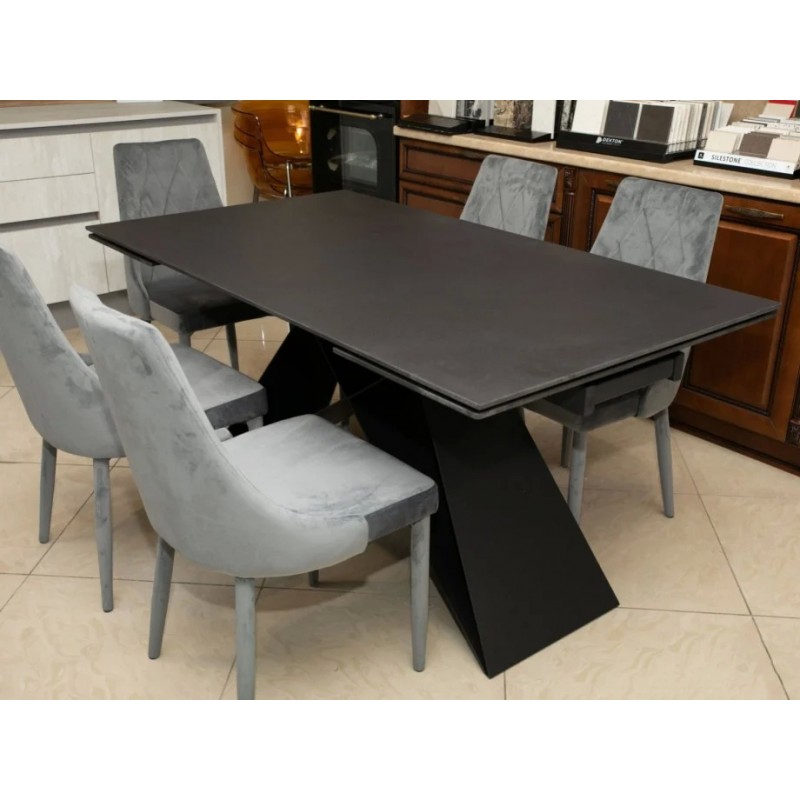 Стіл обідній Westin II 160 (240) x90 Ефект каменю Чорний / Чорний Signal