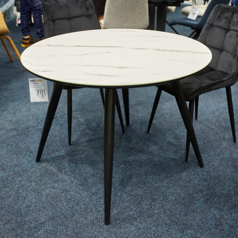 Стіл обідній Ideal 100x100 Ефект Мармур / Чорний каркас Signal