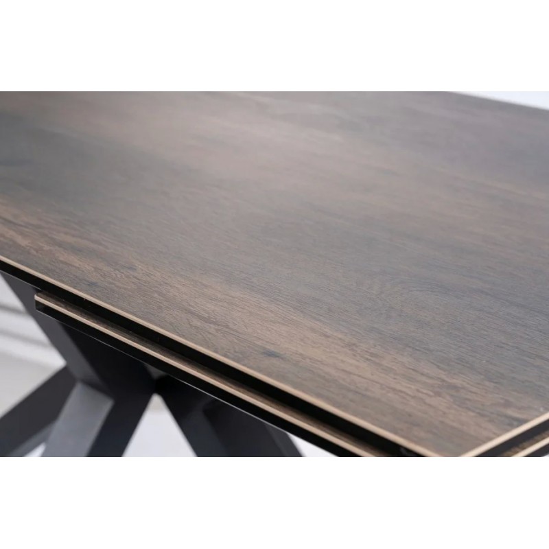 Стіл обідній розкладний COLUMBUS CERAMIC 160(240)*90 коричневий ефект дерева/чорний Signal