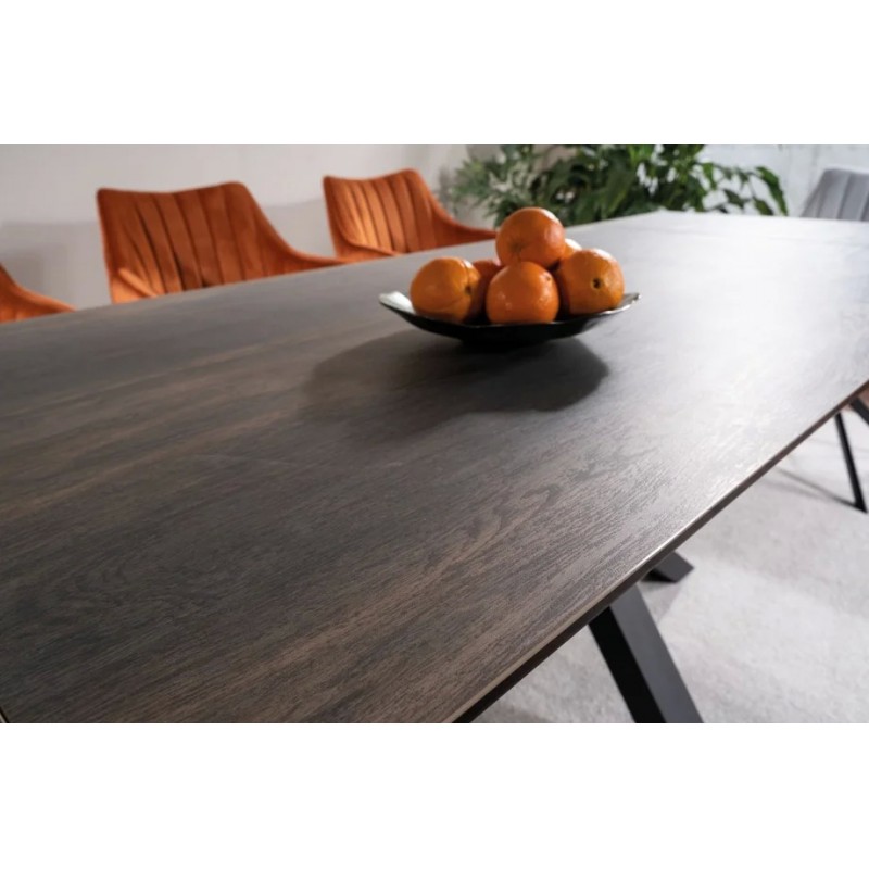 Стіл обідній розкладний COLUMBUS CERAMIC 160(240)*90 коричневий ефект дерева/чорний Signal