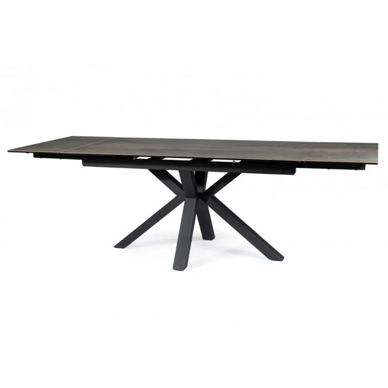 Стіл обідній розкладний COLUMBUS CERAMIC 160(240)*90 коричневий ефект дерева/чорний Signal