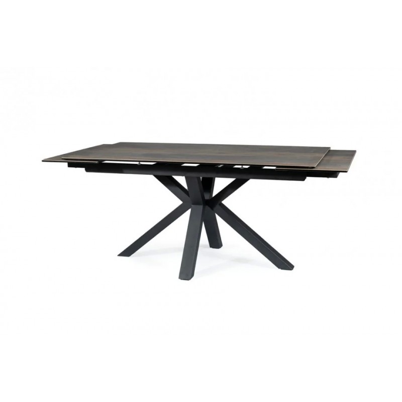 Стіл обідній розкладний COLUMBUS CERAMIC 160(240)*90 коричневий ефект дерева/чорний Signal