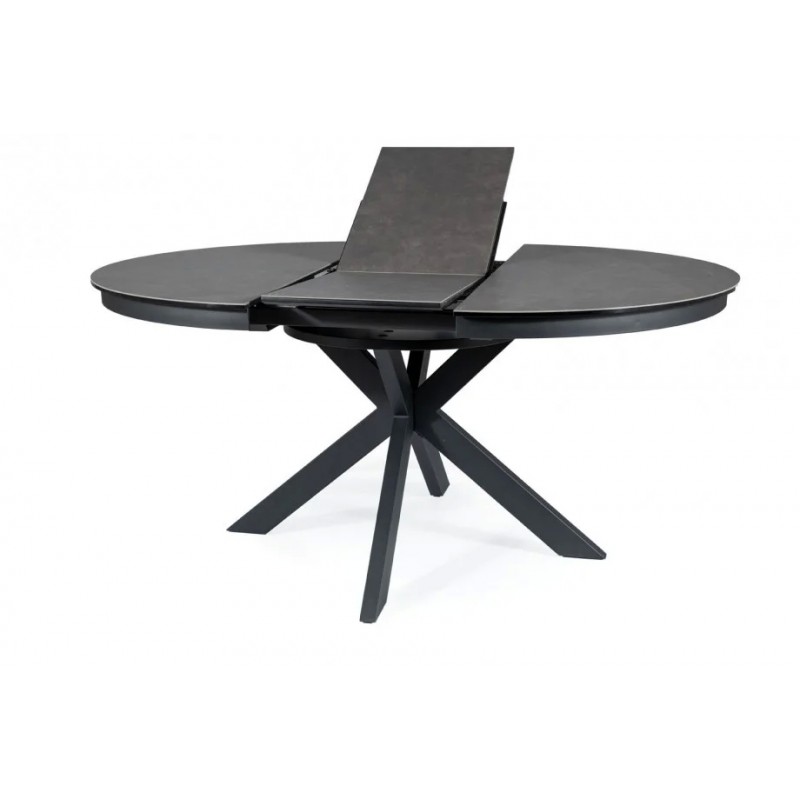 Стіл обідній розкладний PORTO CERAMIC 120(160)*120 тем.сірий ефект мармуру/чорний мат Signal