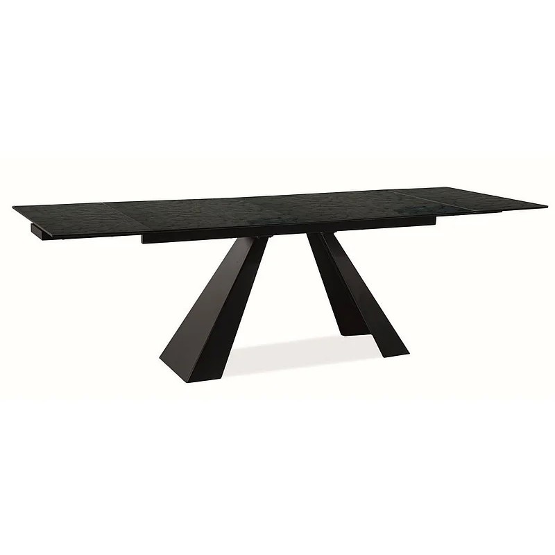 Стіл обідній розкладний SALVADORE MELTED GLASS 160(240)*90/чорний мат Signal