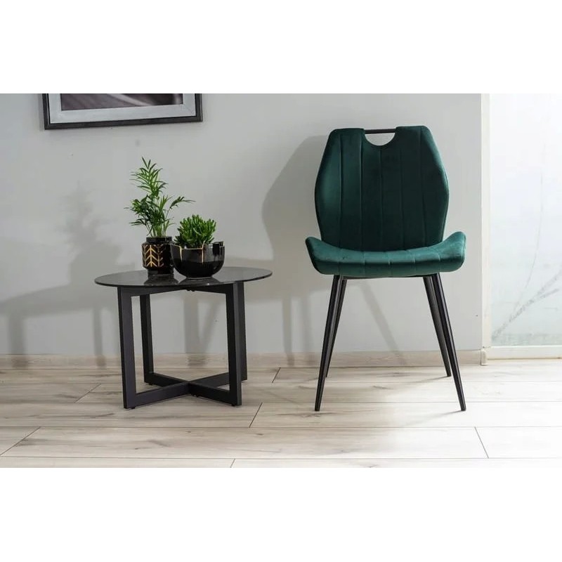 Стілець ARCO VELVET чорний каркас / зелений BLUVEL78 Signal