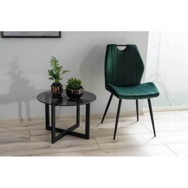 Стілець ARCO VELVET чорний каркас / зелений BLUVEL78 Signal