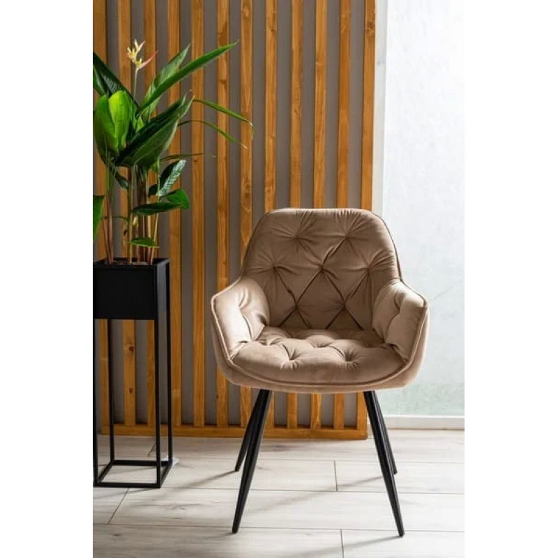 Стілець CHERRY VELVET чорний каркас / беж BLUVEL 28 Signal