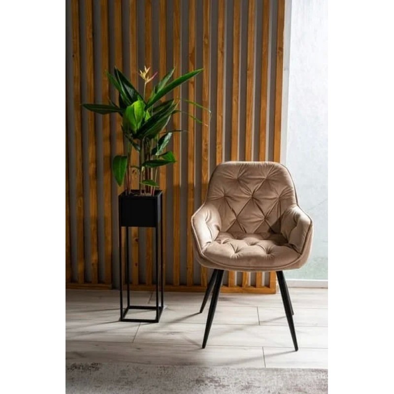 Стілець CHERRY VELVET чорний каркас / беж BLUVEL 28 Signal