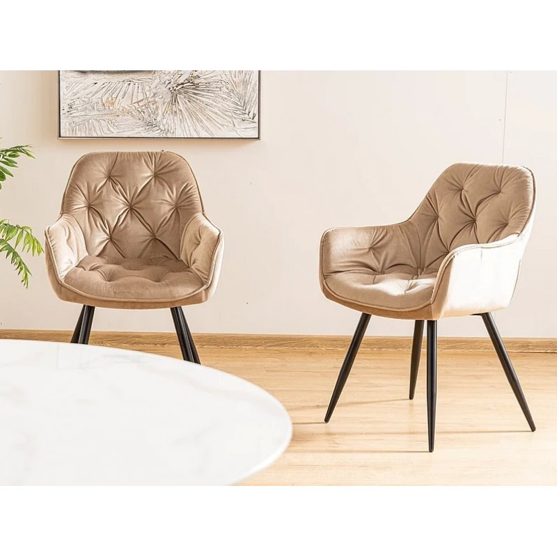 Стілець CHERRY VELVET чорний каркас / беж BLUVEL 28 Signal