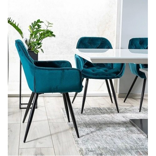 Стілець CHERRY VELVET чорний каркас / бірюза BLUVEL 85 Signal