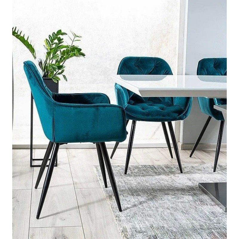 Стілець CHERRY VELVET чорний каркас / бірюза BLUVEL 85 Signal