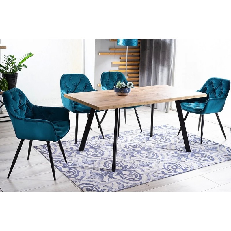 Стілець CHERRY VELVET чорний каркас / бірюза BLUVEL 85 Signal