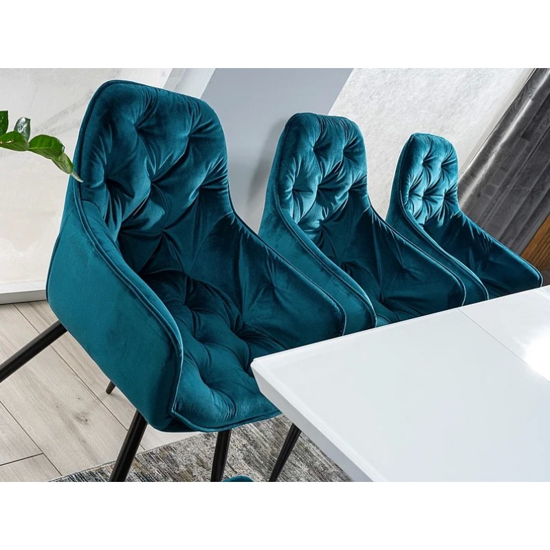 Стілець CHERRY VELVET чорний каркас / бірюза BLUVEL 85 Signal