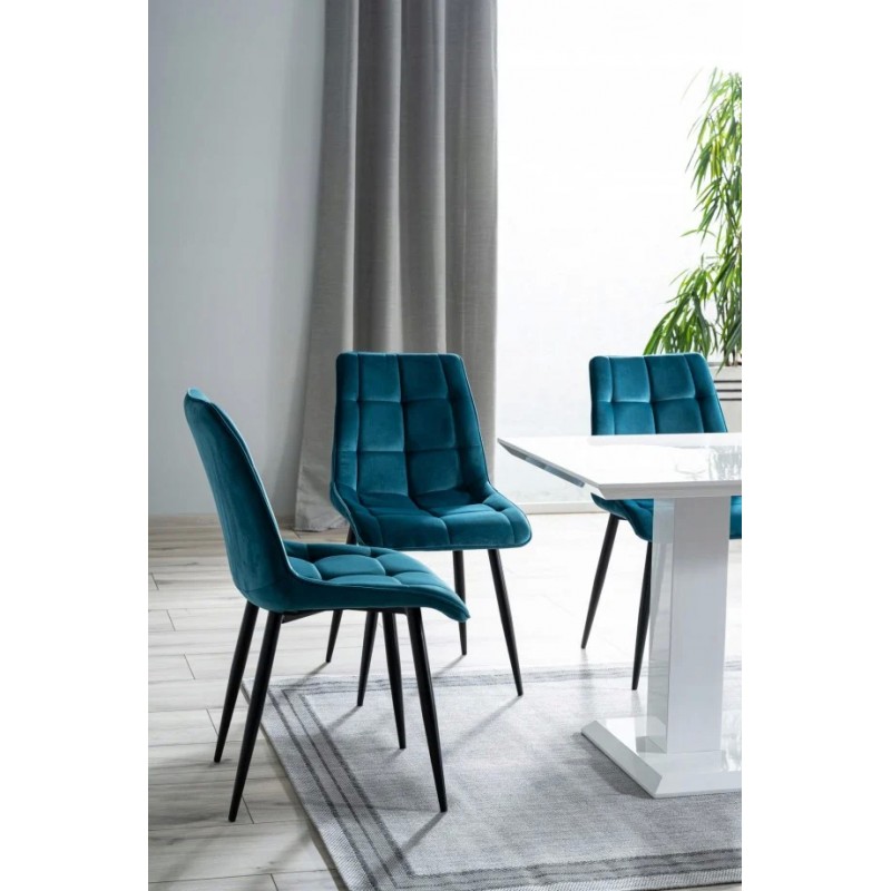 Стілець CHIC VELVET чорний каркас / бірюза BLUVEL 85 Signal
