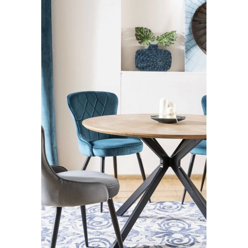 Стілець LOTUS VELVET чорний каркас / бірюза BLUVEL 85 Signal