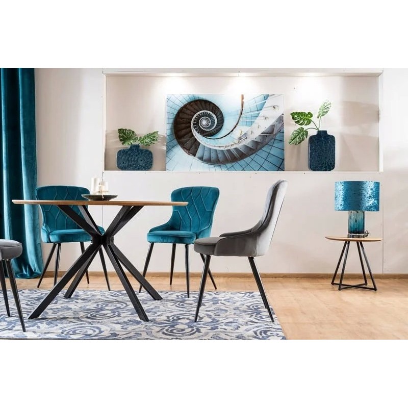 Стілець LOTUS VELVET чорний каркас / бірюза BLUVEL 85 Signal