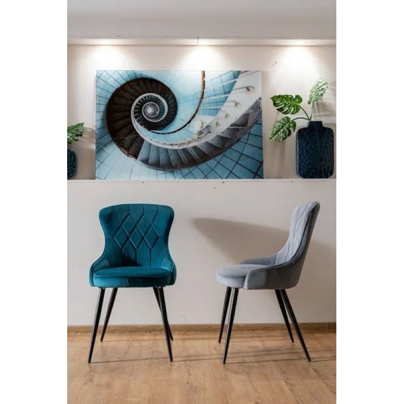 Стілець LOTUS VELVET чорний каркас / бірюза BLUVEL 85 Signal