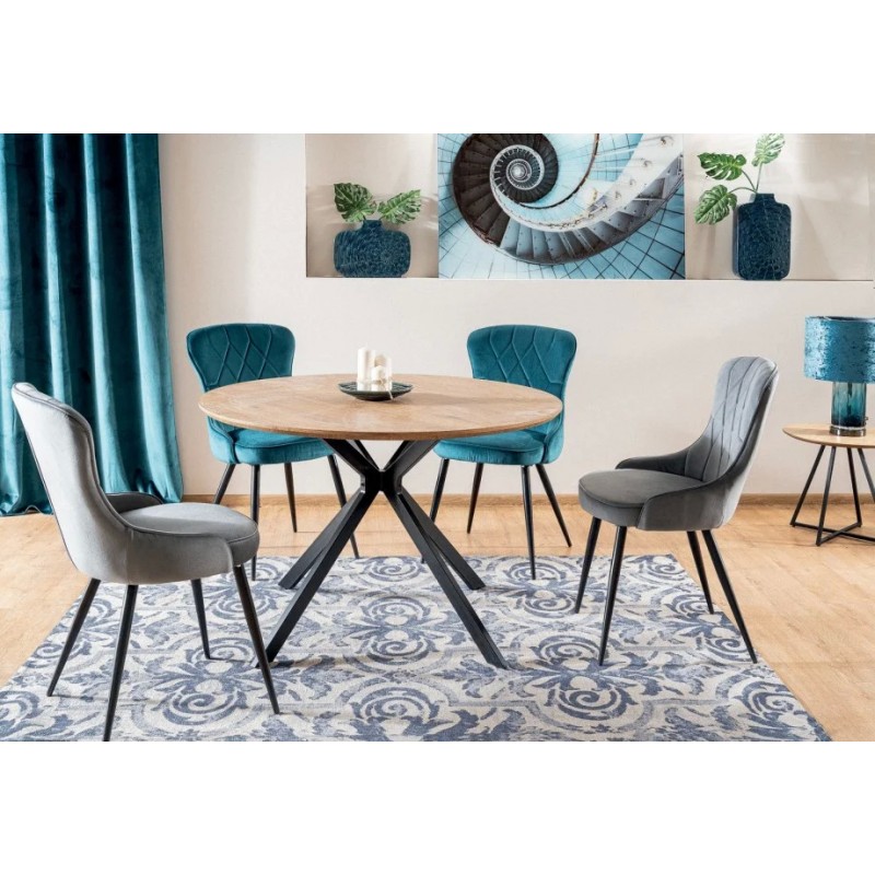 Стілець LOTUS VELVET чорний каркас / бірюза BLUVEL 85 Signal