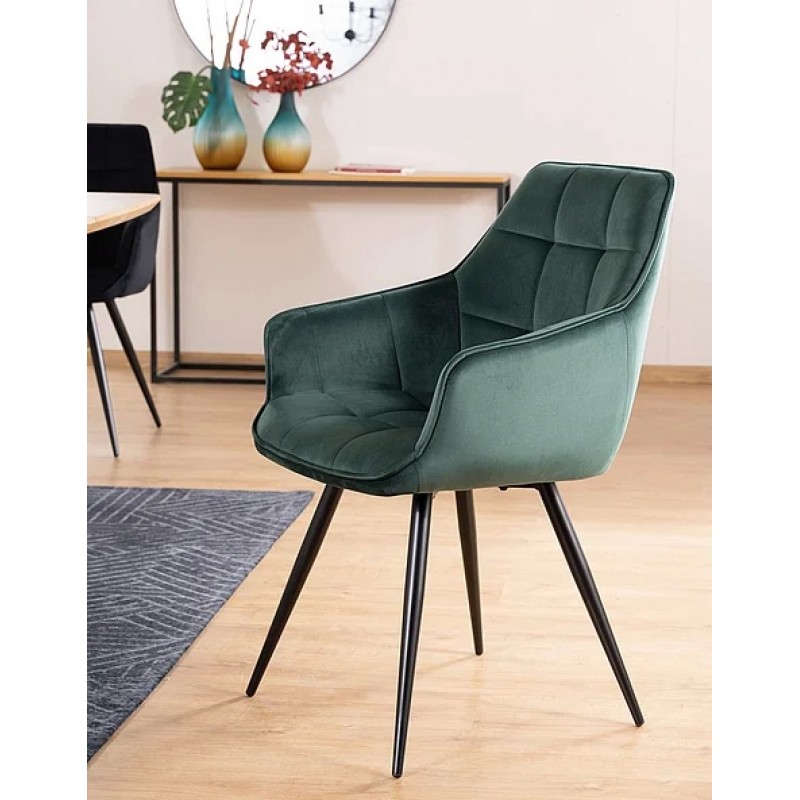 Стілець LILIA VELVET чорний каркас / зелений BLUVEL78 Signal