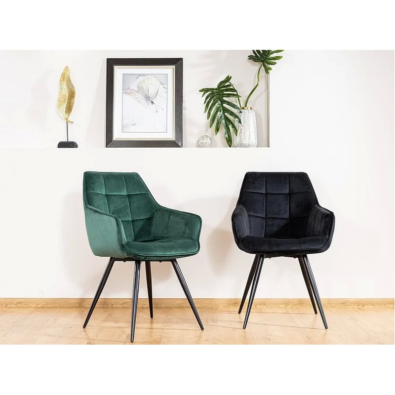 Стілець LILIA VELVET чорний каркас / зелений BLUVEL78 Signal