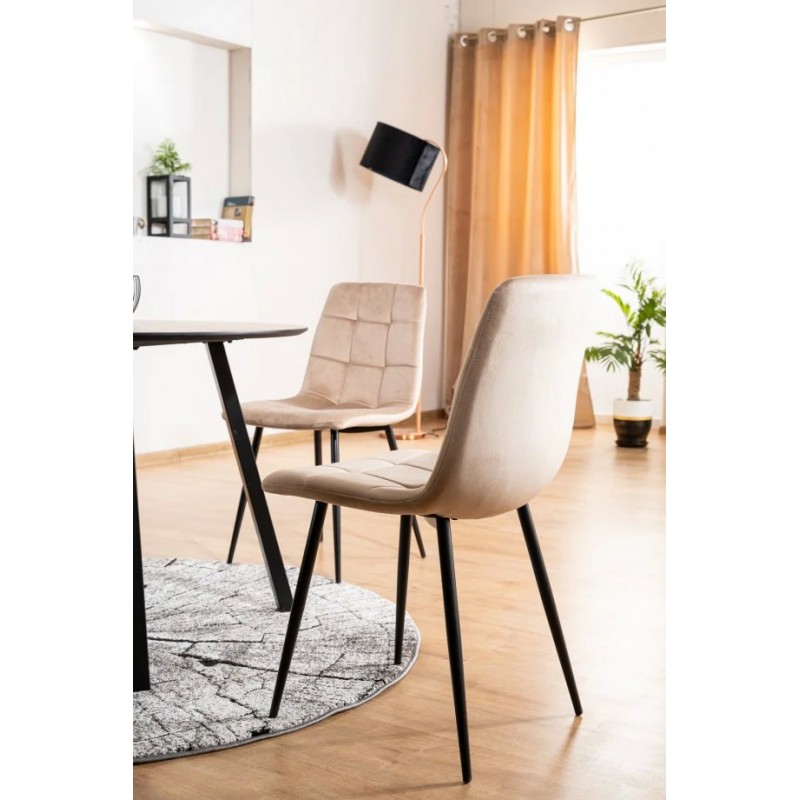 Стілець MILA VELVET чорний каркас / беж BLUVEL 28 Signal