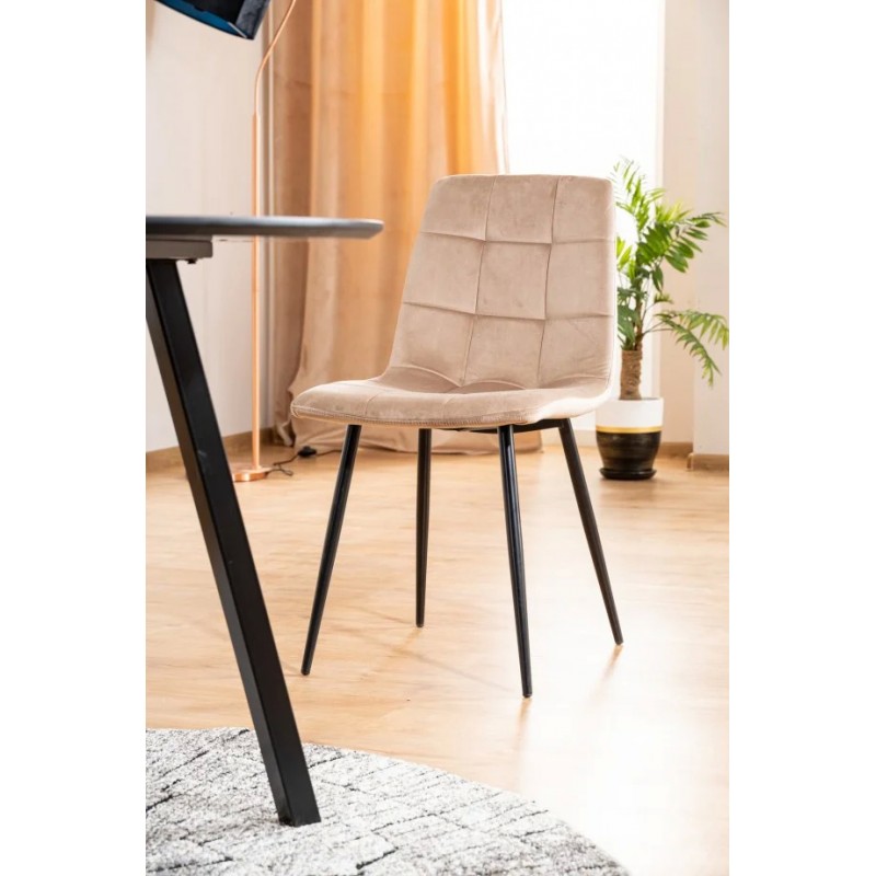 Стілець MILA VELVET чорний каркас / беж BLUVEL 28 Signal