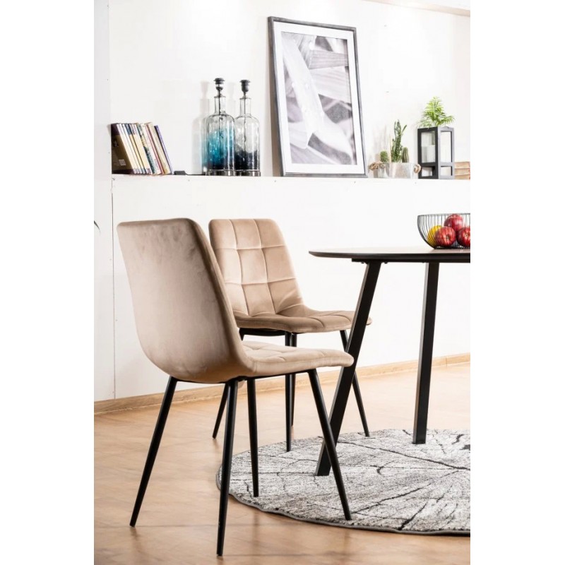 Стілець MILA VELVET чорний каркас / беж BLUVEL 28 Signal