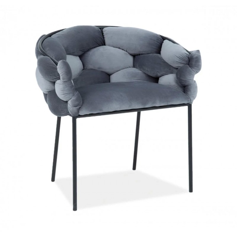 Стілець NORTE VELVET чорний каркас / сірий Signal