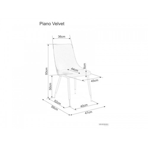 Стілець PIANO B VELVET чорний каркас / сірий BLUVEL 14 Signal