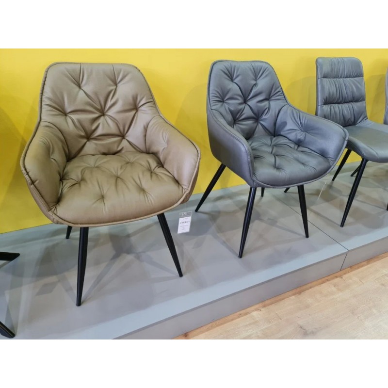 Стілець кухонний CHERRY чорний каркас/сірий шкіра синтетична Signal