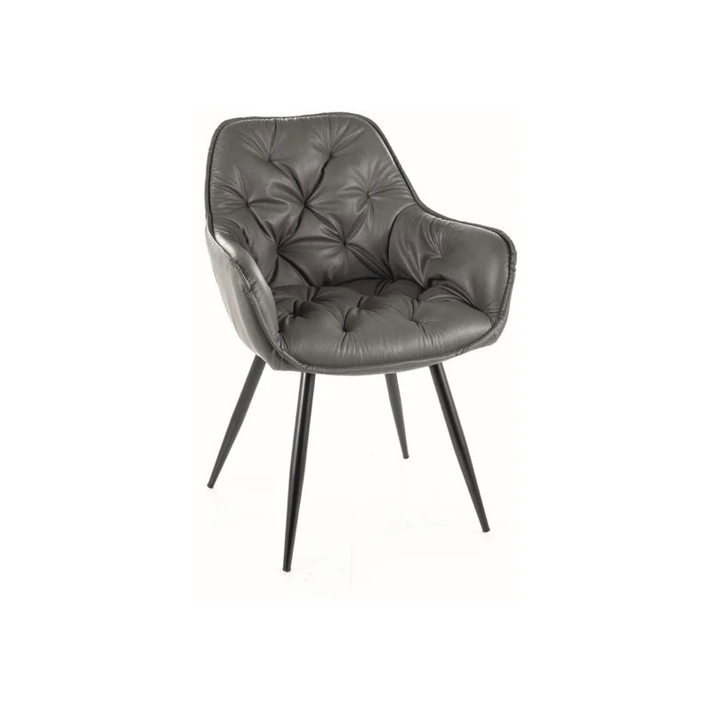 Стілець кухонний CHERRY чорний каркас/сірий шкіра синтетична Signal