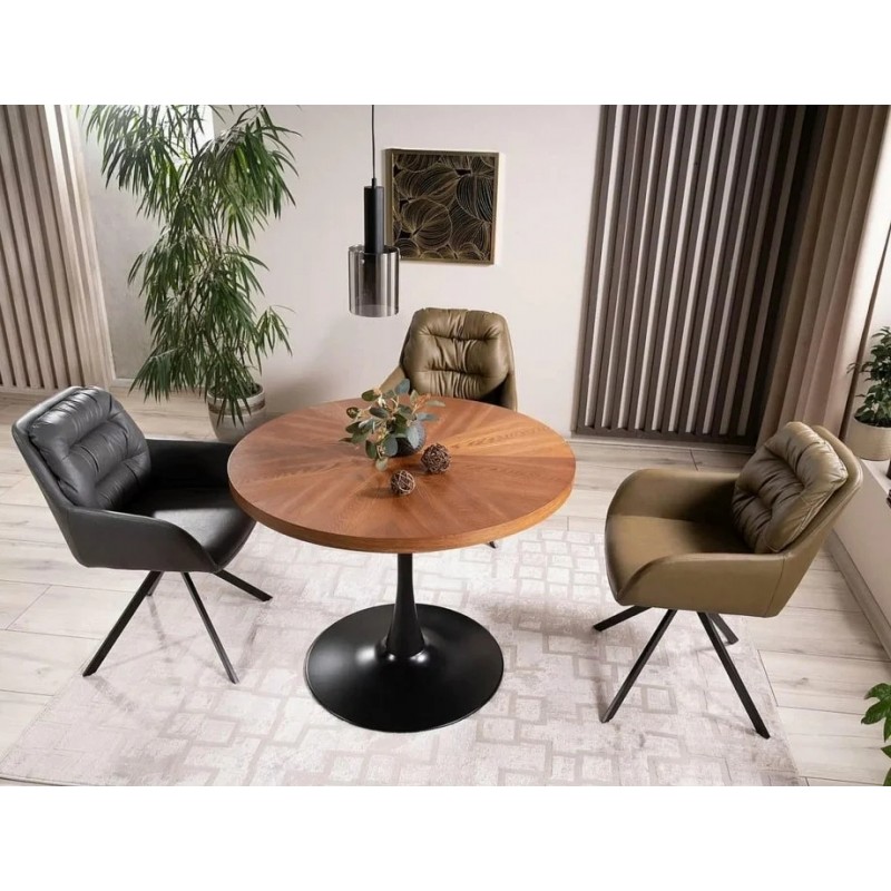 Обідній стіл AMADEO Горіх / Чорний мат Діаметр 80 AMADEOORCFI80 Signal