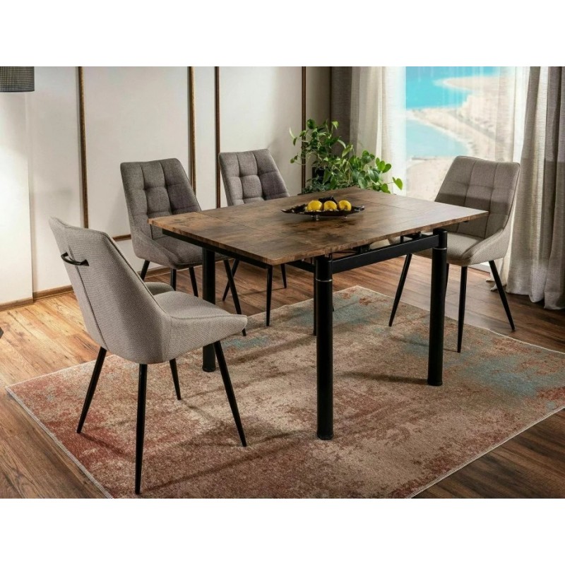 Обідній стіл розкладний GD-082 Горіх Вінтаж / Чорний мат Діаметр 80(131)X80 GD082OVC80 Signal