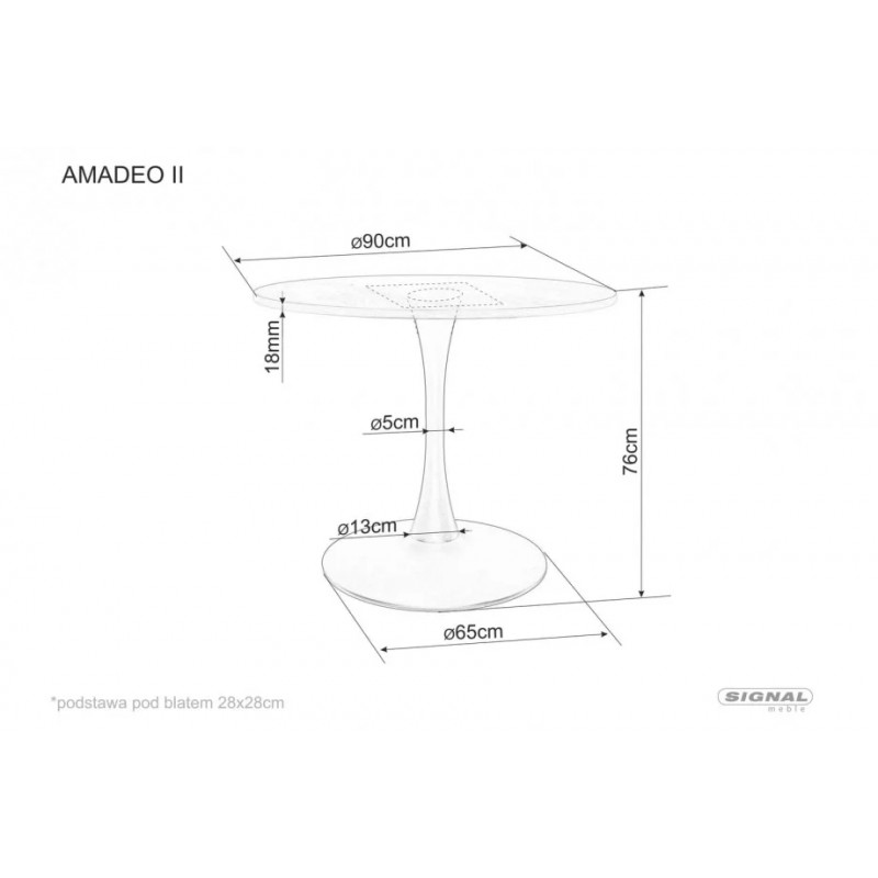 Стіл AMADEO II Дуб / Чорний матовий діаметр 90 AMADEOIIDCFI90 Signal