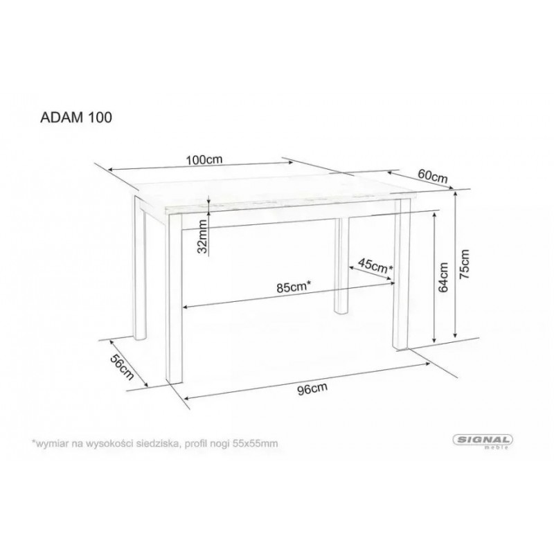 Стіл обідній ADAM 100*60 кашемір / дуб кремону торро ADAMKADCT100 Signal