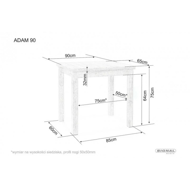 Стіл обідній ADAM 90*65 дуб кремону торро / кашемір ADAMDCTKA90 Signal