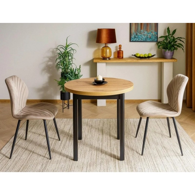 Стіл обідній ADAM дуб артизан / чорний d.80 ADAMDACZFI80 Signal