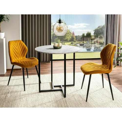 Стіл обідній ALTO II Білий Ефект Мармуру / Чорний Діаметр 80 ALTOIIBMAC80 Signal