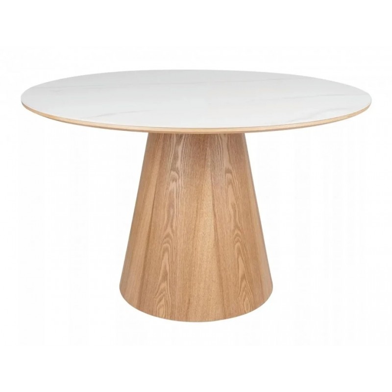 Стіл обідній ANGEL CERAMIC білий / дуб d.120 ANGELBDFI120 Signal