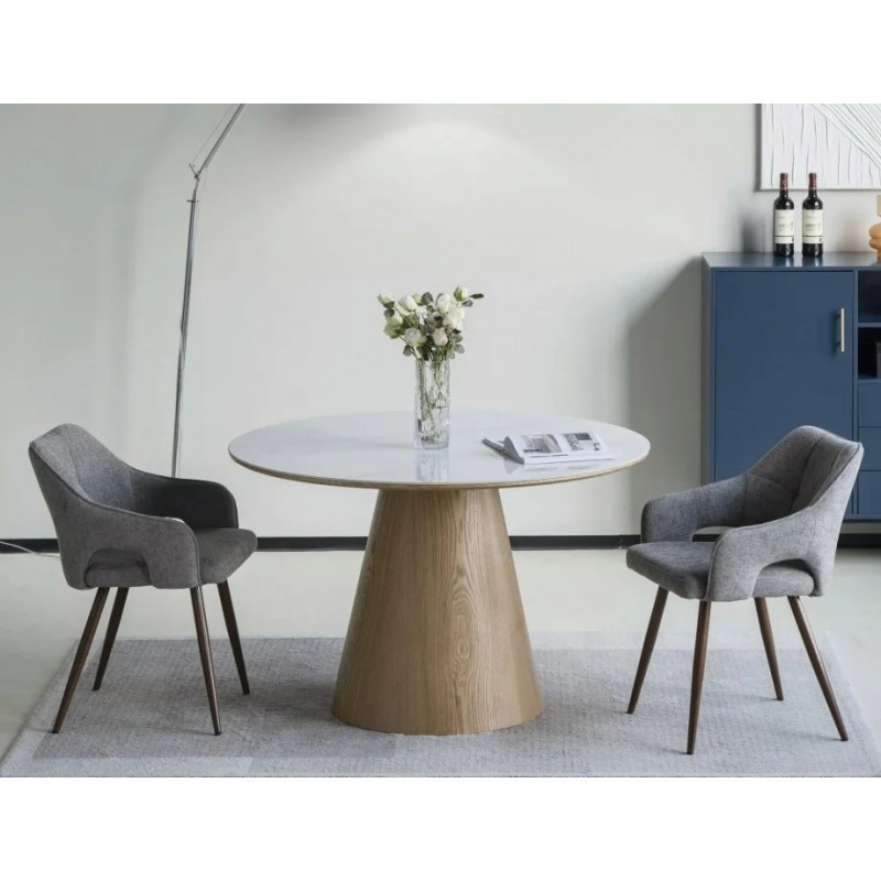 Стіл обідній ANGEL CERAMIC білий / дуб d.120 ANGELBDFI120 Signal