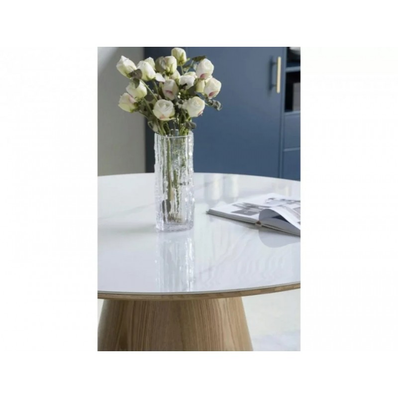 Стіл обідній ANGEL CERAMIC білий / дуб d.120 ANGELBDFI120 Signal