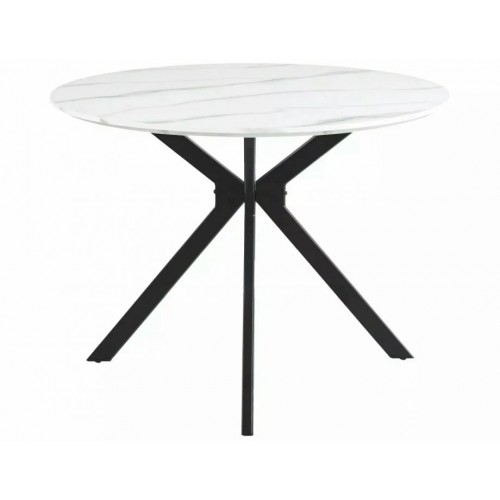 Стіл обідній ASTER Білий Ефект Мармуру / Чорний мат Стелаж Діаметр 100 ASTERBC100 Signal