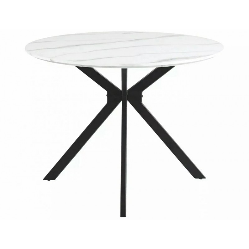 Стіл обідній ASTER Білий Ефект Мармуру / Чорний мат Стелаж Діаметр 100 ASTERBC100 Signal